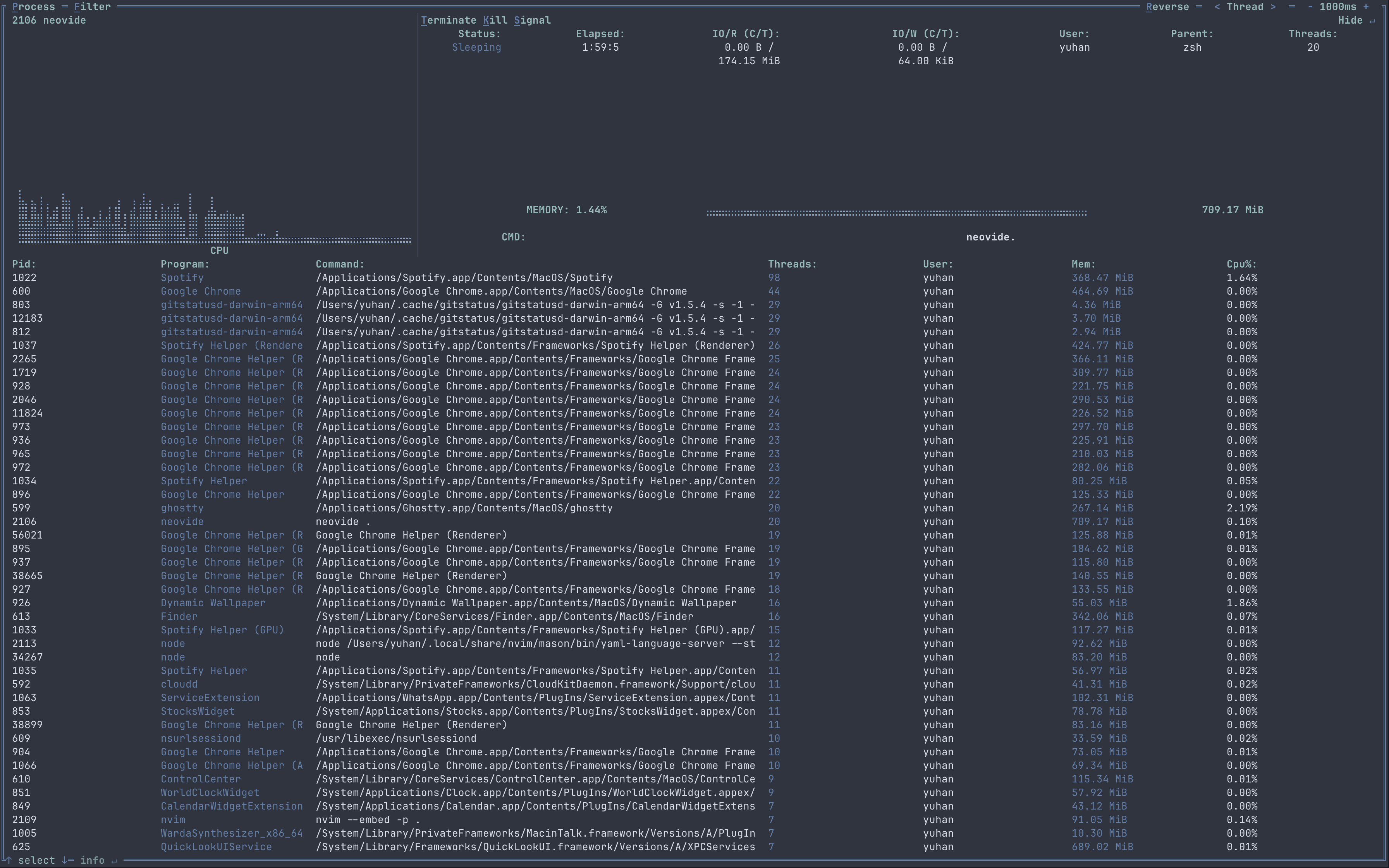 PROCESS detail window